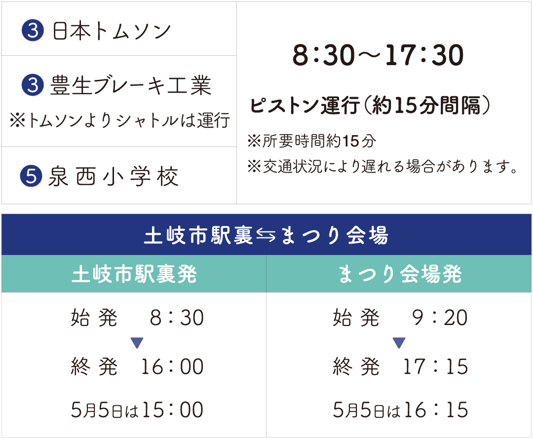 シャトルバス運行時間